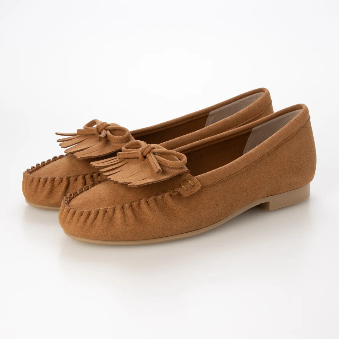 【新品預訂】日本製 Launa lea 蝴蝶結流蘇軟皮鞋（635）(駝色/Camel-S)