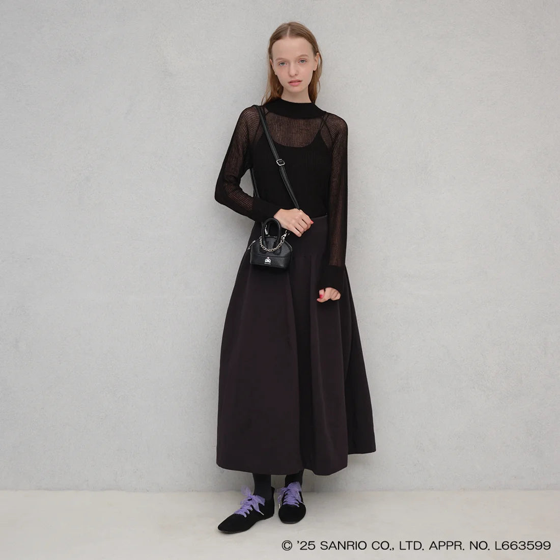 【限定品預訂】售完即止【KUROMI × Lauf oletta 特別聯名】日本製 柔軟繫帶芭蕾鞋 (LH106 Black-S) (黑色)