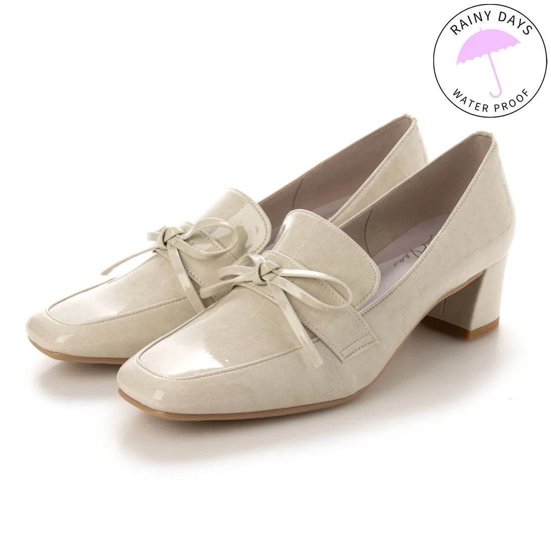 日本製 Launa lea 粗跟抗水樂福鞋 (R9008) Ivory E