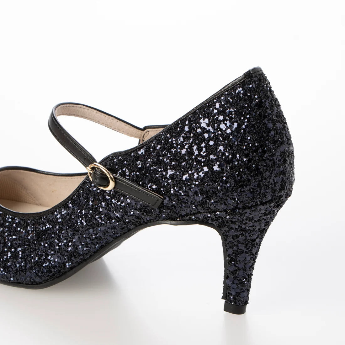 Launa lea 日本製 7cm Glitter 尖頭 Mary Jane 深藍色高跟鞋 575 navy