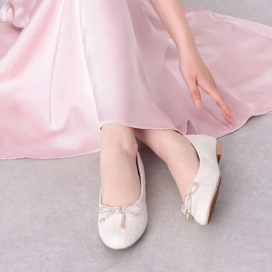 【新品預訂】日本製 Lauf Oletta  扭繩緞帶珍珠芭蕾鞋(L111 BLACK-S/C) (黑色)