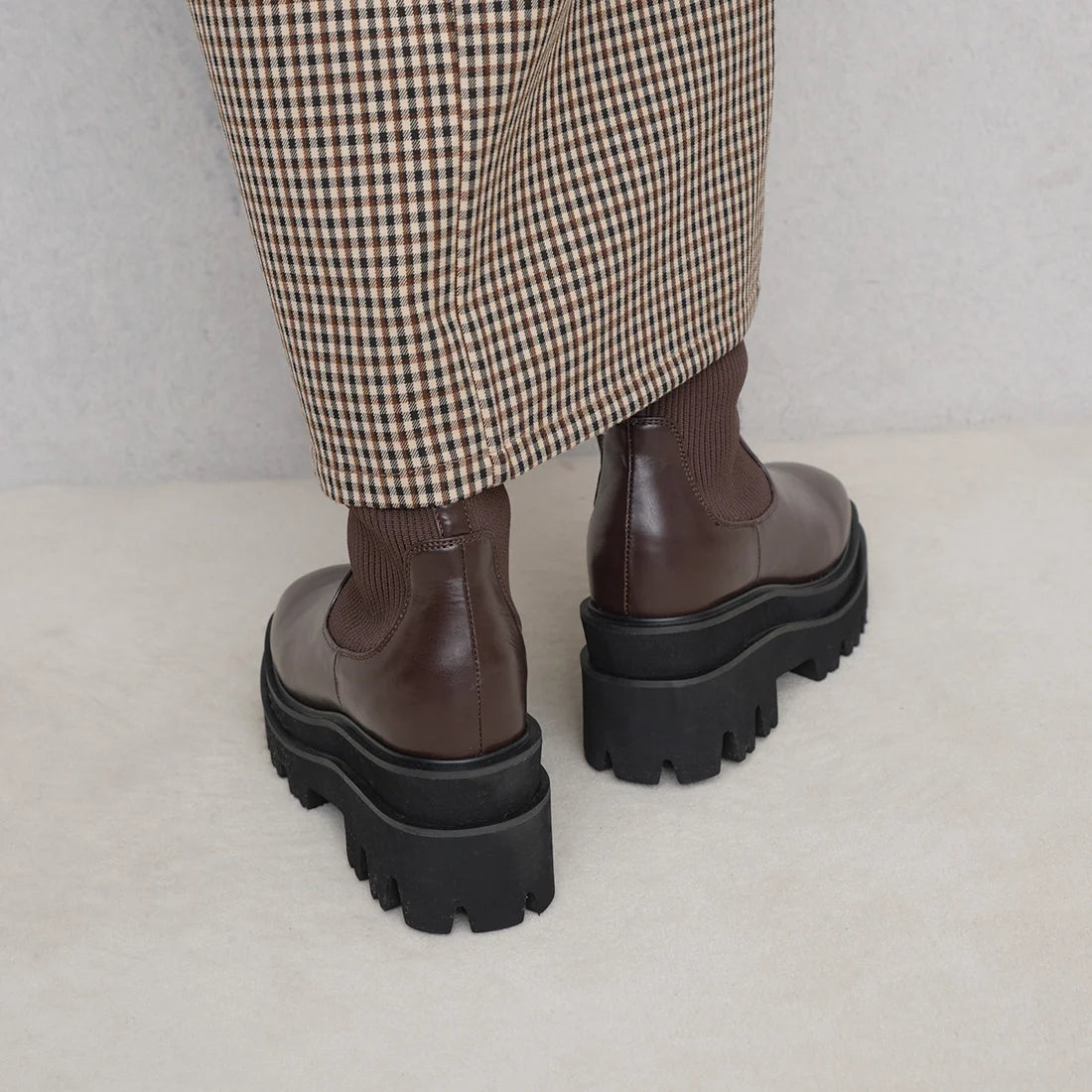 【新品預訂】Launa Lea 7.5cm踭針織襪厚底靴子（S159）(深棕色／D Brown)