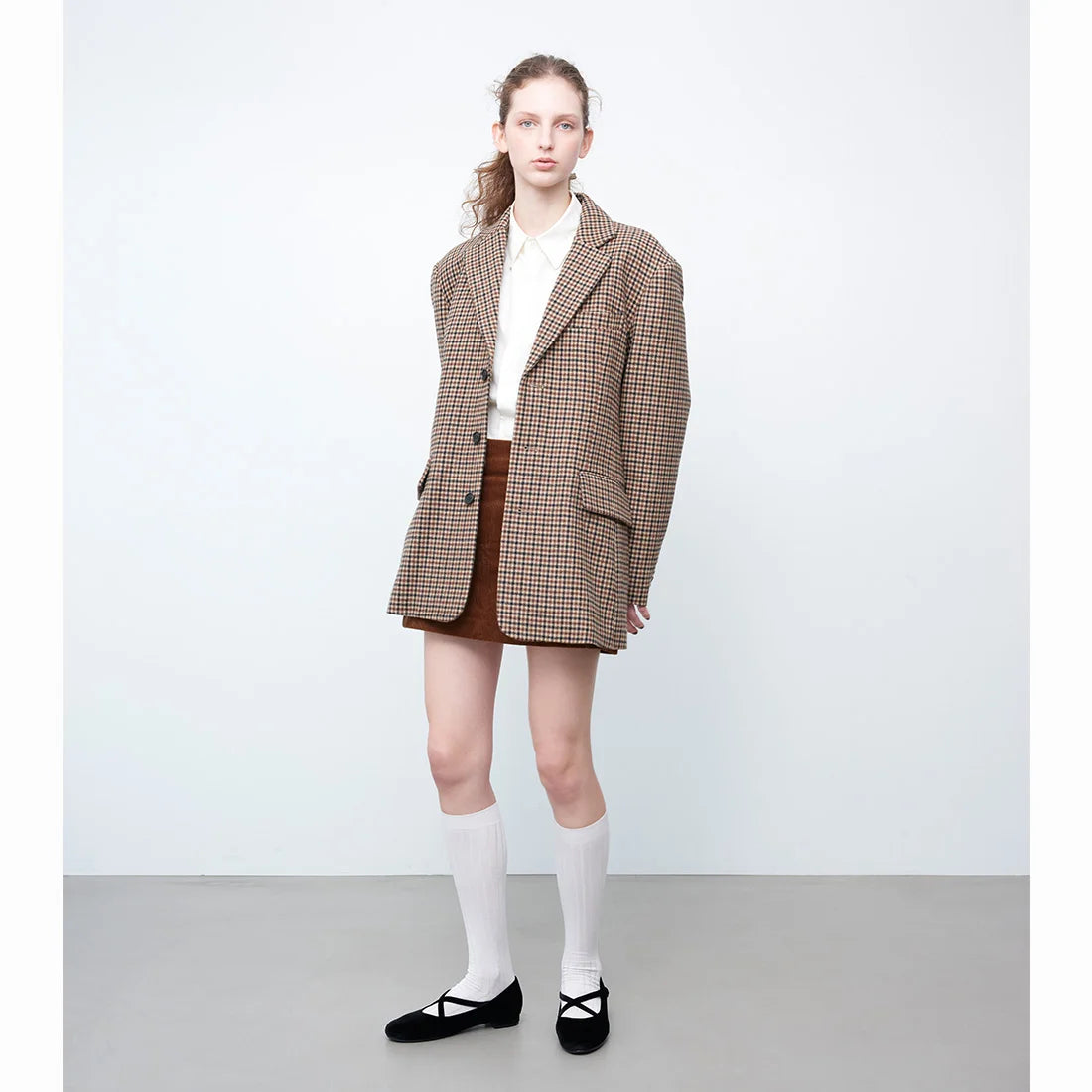 【新品預訂】日本製Launa lea 黑色絲絨材質交叉帶芭蕾鞋 (B1614A) (Black Z)