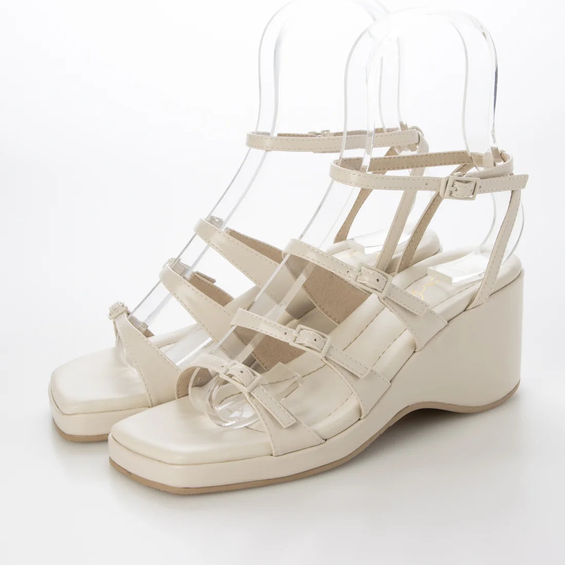 【新品預訂】日本Launa Lea 6cm 方頭綁帶坡跟涼鞋(S161)(象牙色/ Ivory)