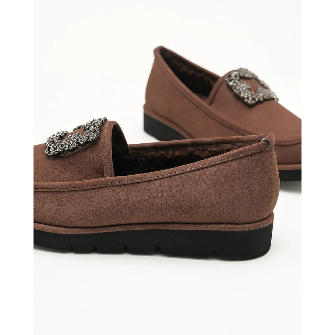 【新品預訂】日本製Emma Francis   [雨天應對] 防水 內側柔軟仿毛 寶石樂福鞋（棕色絨面革）(2002g-S 105) BRN