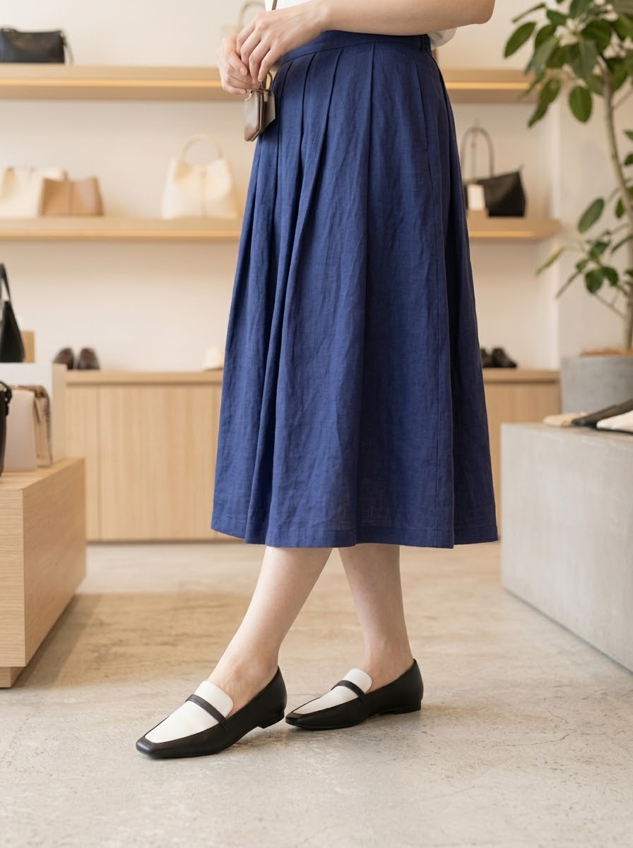 【新品預訂】日本製 Lauf Oletta [All Weather] 全天候 修身方形樂福鞋(LRP133 BLACK/C) (黑白色)