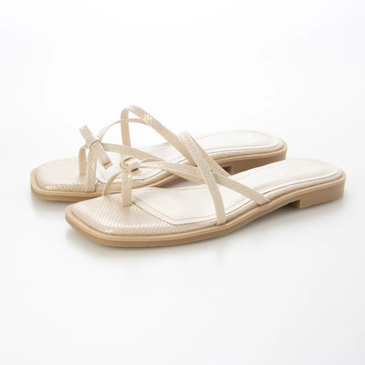 【新品預訂】日本製 Launa Lea 交叉蝴蝶結平底涼鞋(625)(淺杏色/ L Beige Z)