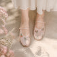 【新品預訂】日本製Emma Francis 碎花歐根紗透網瑪莉珍鞋 (09k-T 144)（粉色薄紗）