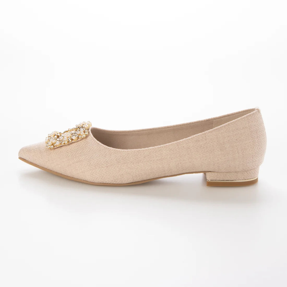 【新品預訂】日本製 Launa Lea 寶石尖頭平底高跟鞋 (483A) (粉杏色 Z / Pink Beige Z)