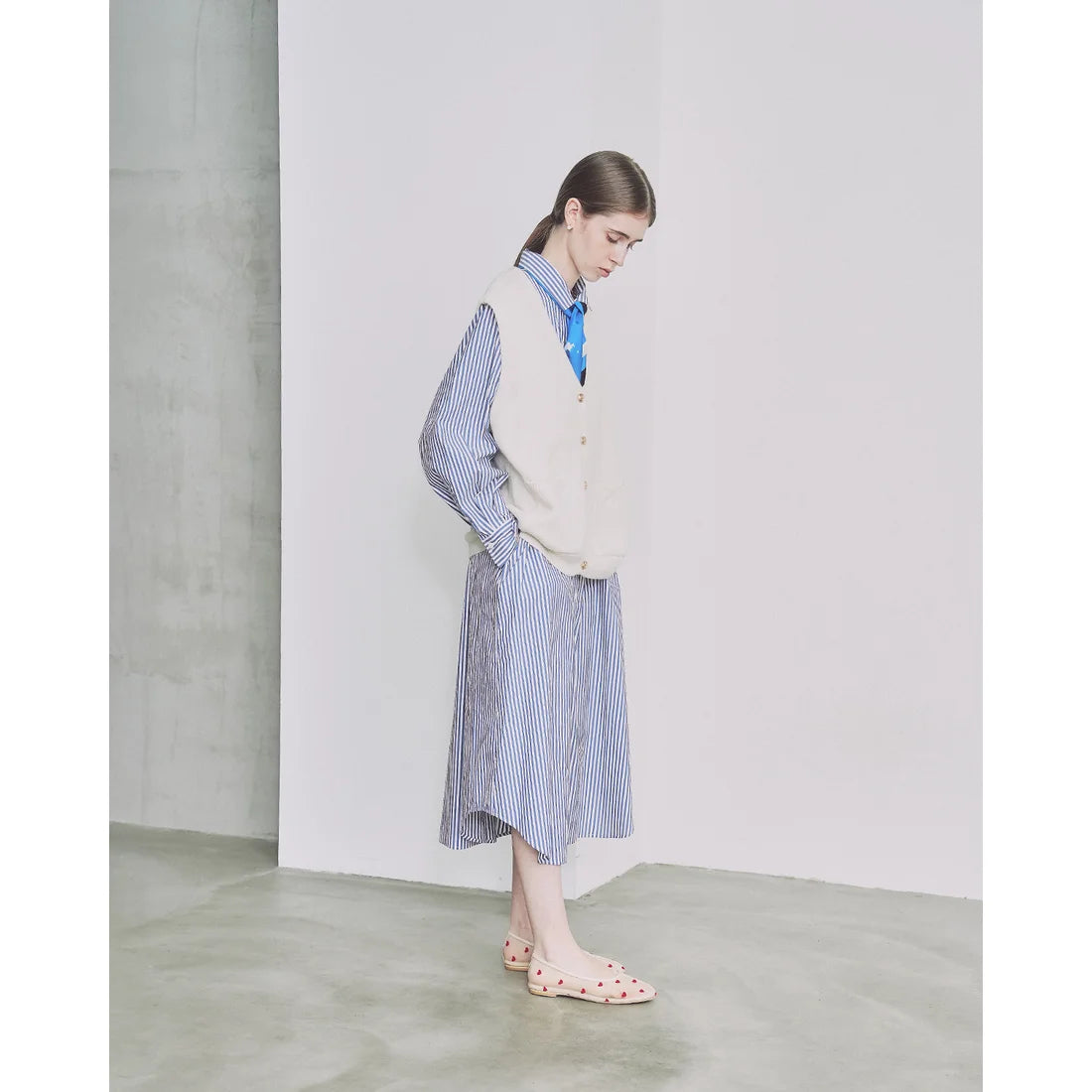 【新品預訂】日本製 Emma Francis 心形薄紗平底鞋（米色薄紗）( 09j-T 108) BEG