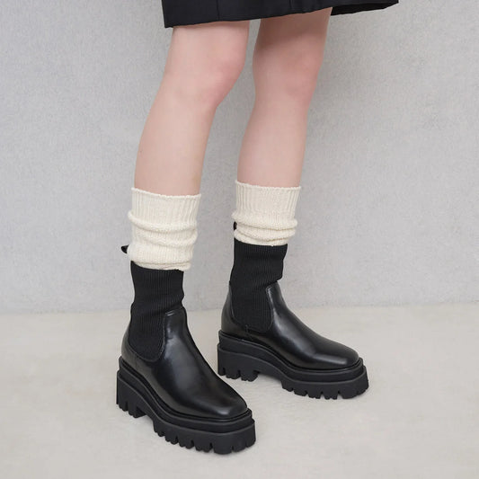 【新品預訂】Launa Lea 7.5cm踭針織襪厚底靴子（S159）(黑色／Black)