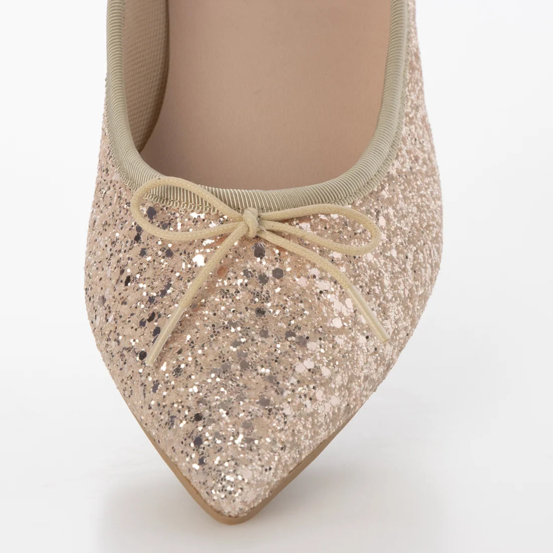 【新品預訂】日本製 Launa lea 閃耀亮片尖頭芭蕾鞋 ( B4601A ) (粉杏色 Z / PK Beige Z )