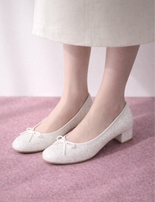 【新品預訂】日本製 Launa lea 3.5cm 踭圓頭跟芭蕾高跟鞋 ( B5601A ) (白色/White)