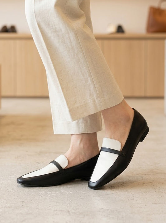 【新品預訂】日本製 Lauf Oletta [All Weather] 全天候 修身方形樂福鞋(LRP133 BLACK/C) (黑白色)