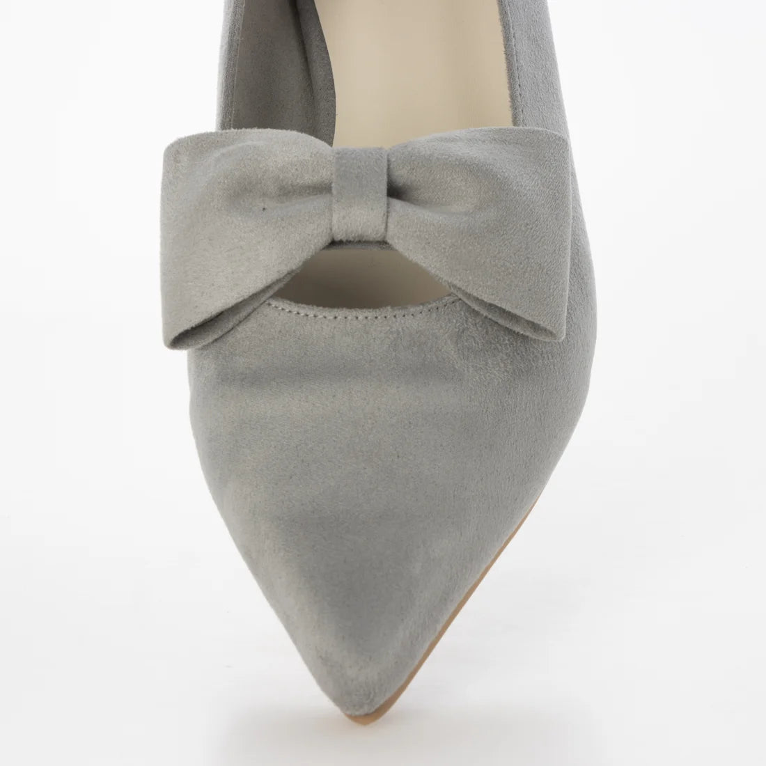 【新品預訂】日本製 Launa lea 尖頭蝴蝶結絨毛平底鞋（615）(淺藍色 S / L Blue S)