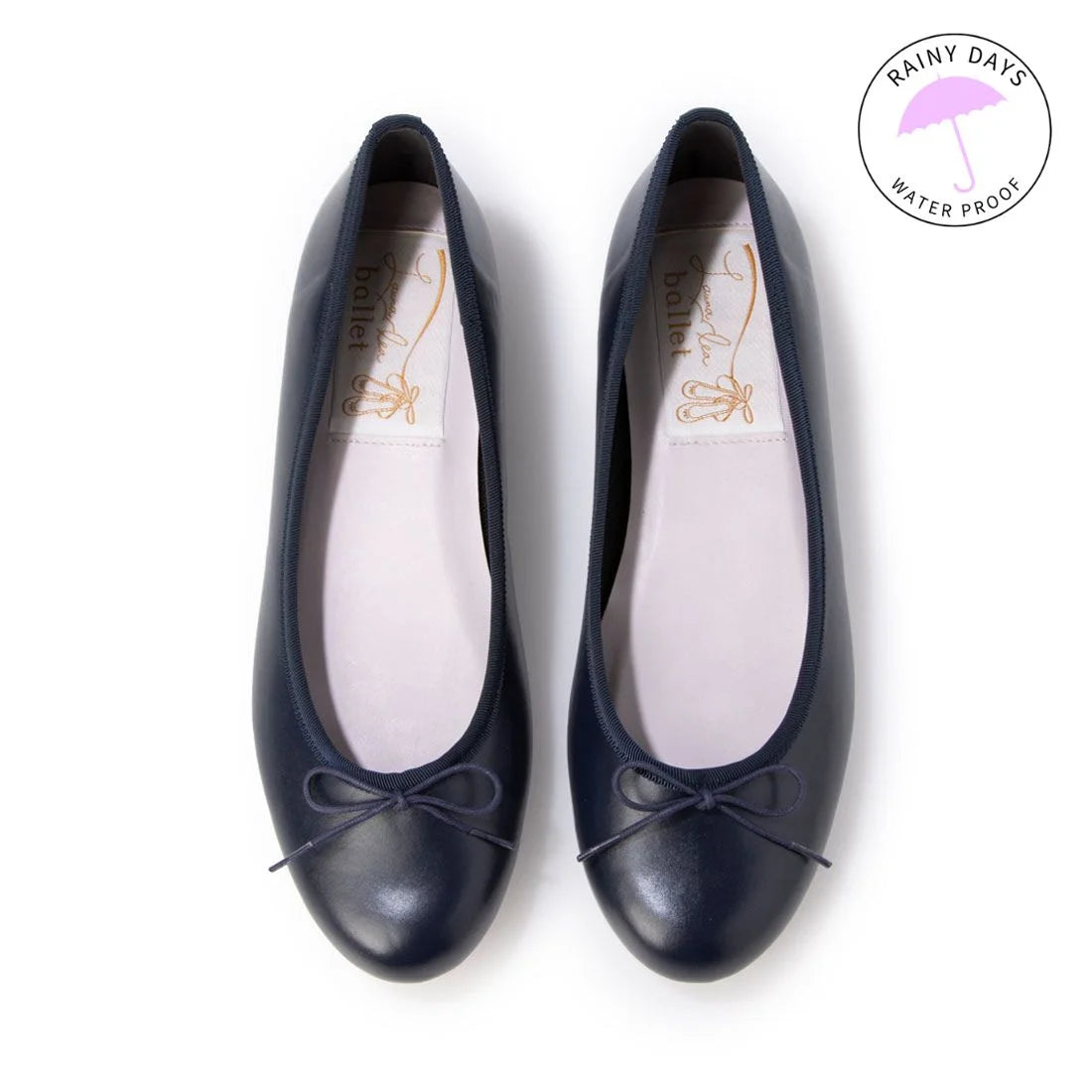 日本製 Launa lea 蝴蝶結圓頭啞面芭蕾晴雨鞋( RB1001A ) (深藍色/Navy)
