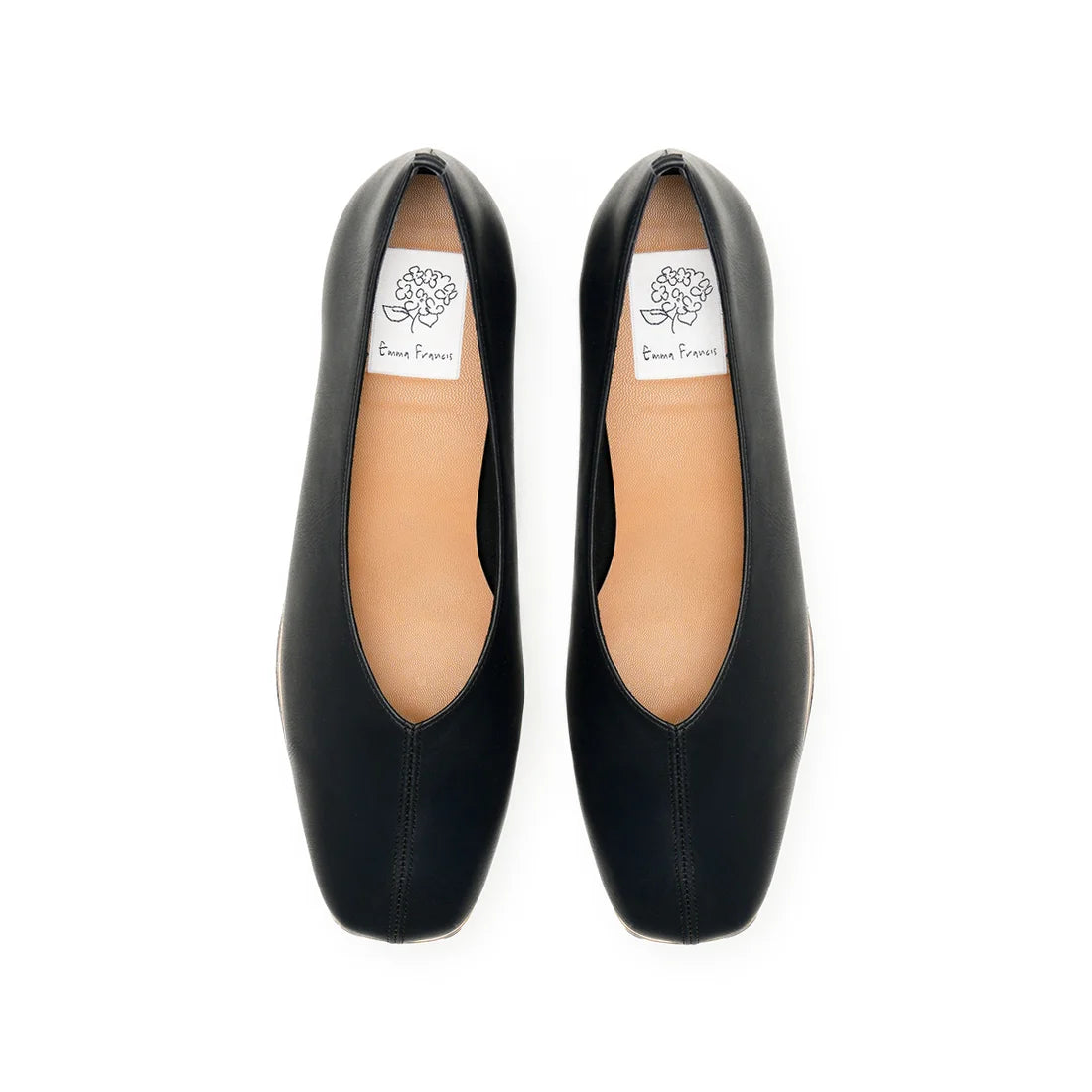 【新品預訂】日本製Emma Francis   V形中心接縫金線平底鞋（黑色光滑）(03aa-P 101) BLK