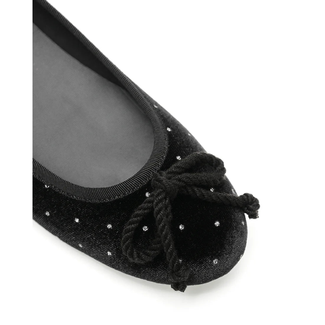 【新品預訂】日本製Emma Francis 圓點天鵝絨平底芭蕾舞鞋（黑色天鵝絨）(02a-V 101)BLK