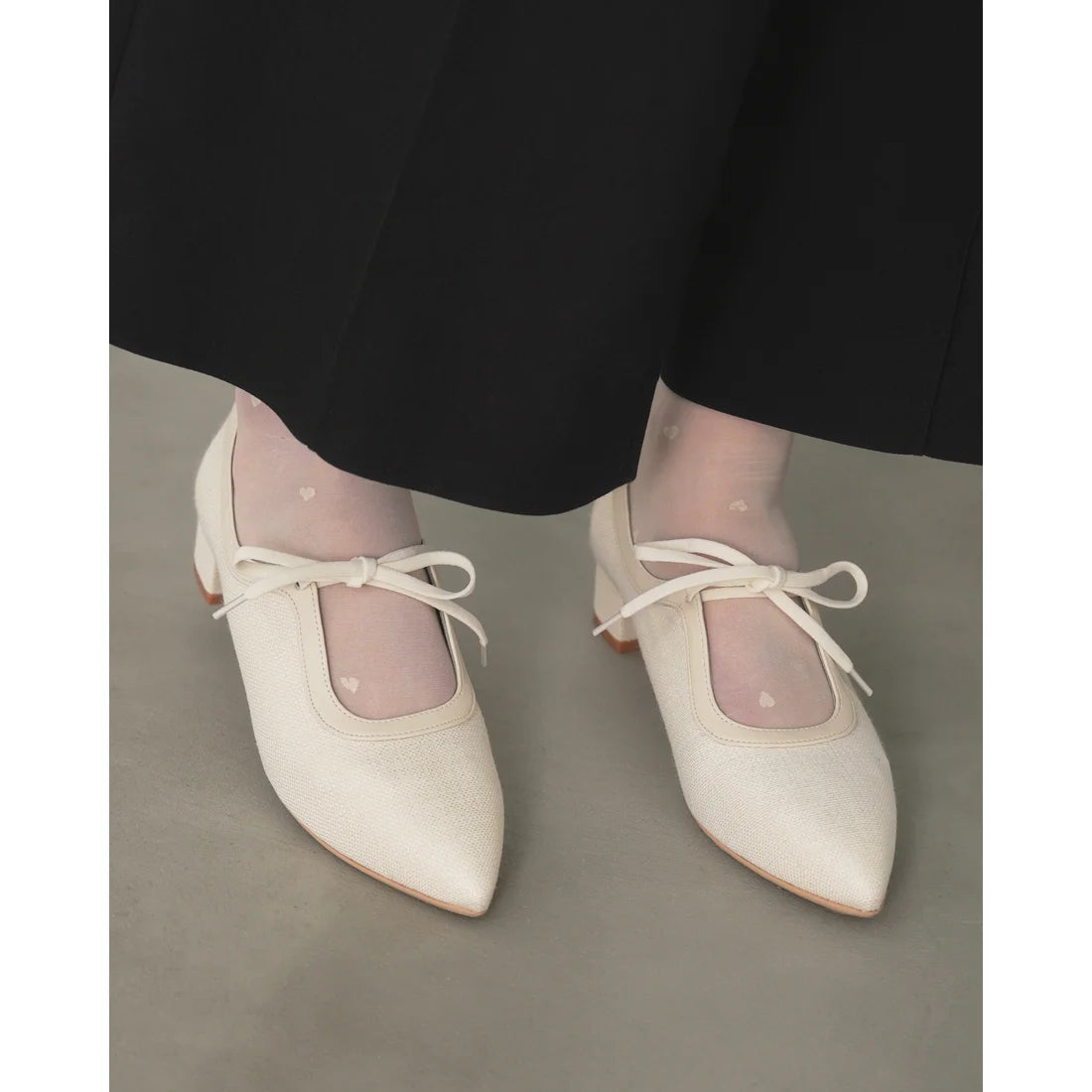 【新品預訂】日本製Emma Francis  3cm踭 經典蝴蝶結高跟鞋（象牙色）(3002g-Z 177)