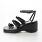 【新品預訂】日本Launa Lea 6cm 方頭綁帶坡跟涼鞋(S161)(黑色/ Black)