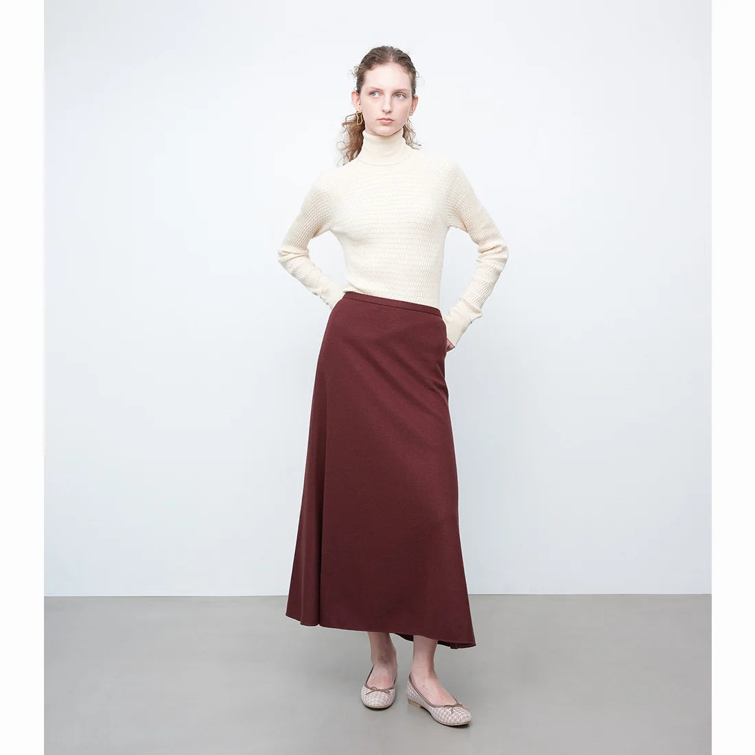 【新品預訂】日本製 Launa lea 圓頭絨毛蝴蝶結芭蕾平底鞋 (B1613A) (杏色 Z/C / Beige Z/C)