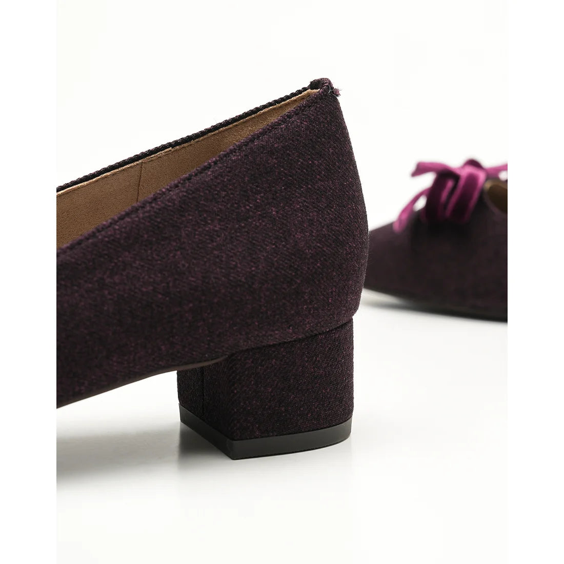 【新品】日本製Emma Francis   蝴蝶結3cm方頭高踭鞋（葡萄酒 絨面革）(3004a-S 138) Wine