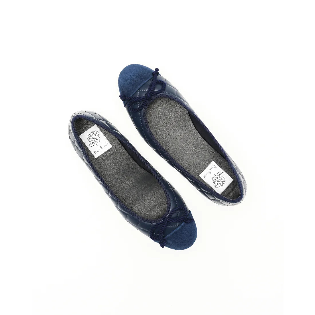 【新品預訂】日本製Emma Francis   絎縫平底芭蕾舞鞋（藏藍色絎縫）(06e-P 155) NAVY