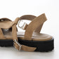 【新品預訂】日本製 Lauf Oletta T型帶3cm厚底絨面涼鞋 (LP148 Beige-S)(杏色)