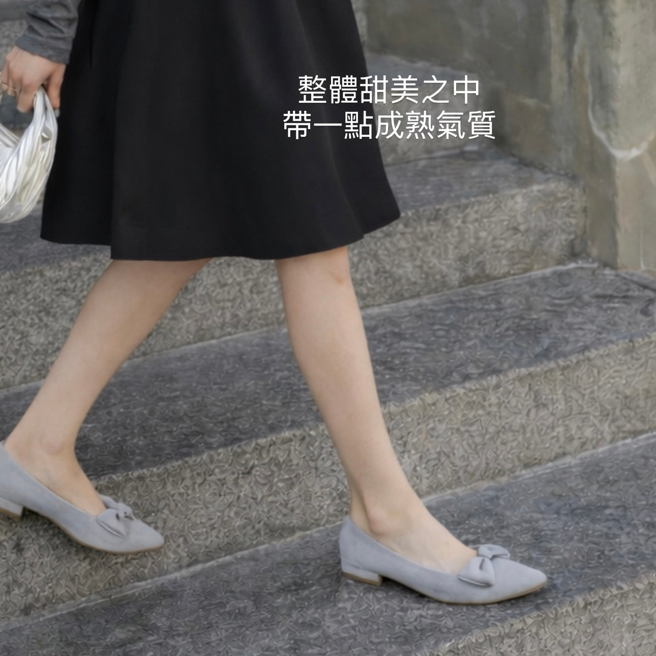 【新品預訂】日本製 Launa lea 尖頭蝴蝶結絨毛平底鞋（615）(淺藍色 S / L Blue S)