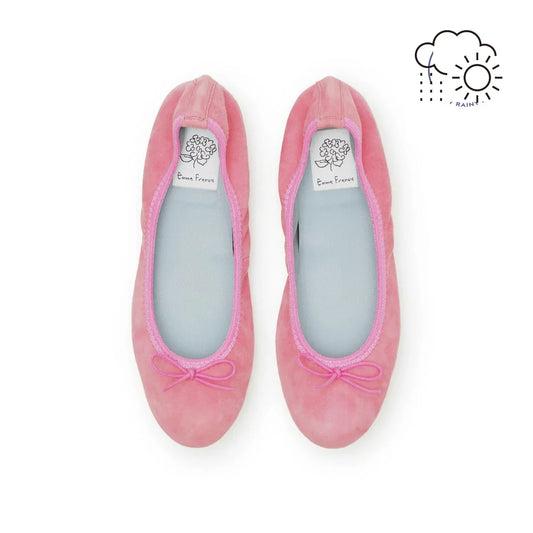 日本製【珍珠色調防水】Emma Francis 真皮 圓頭平底芭蕾舞鞋(02b-L S143)(Dark pink leather suede)（ダークピンク レザースエード）