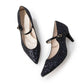 Launa lea 日本製 7cm Glitter 尖頭 Mary Jane 深藍色高跟鞋 575 navy