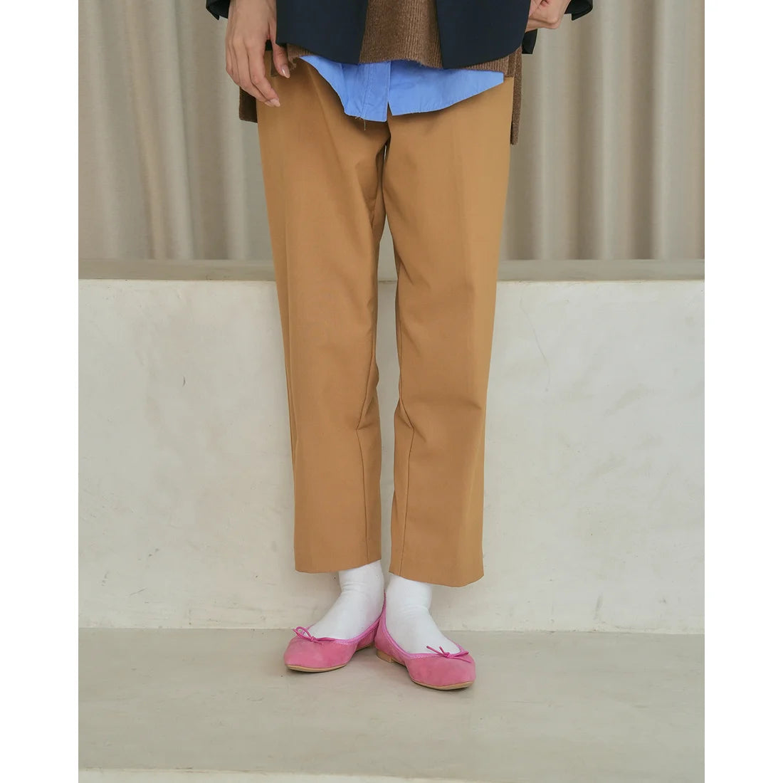 日本製【珍珠色調防水】Emma Francis 真皮 尖頭平底芭蕾舞鞋(01b-L S143)(Dark Pink leather suede) （ダークピンク レザースエード）