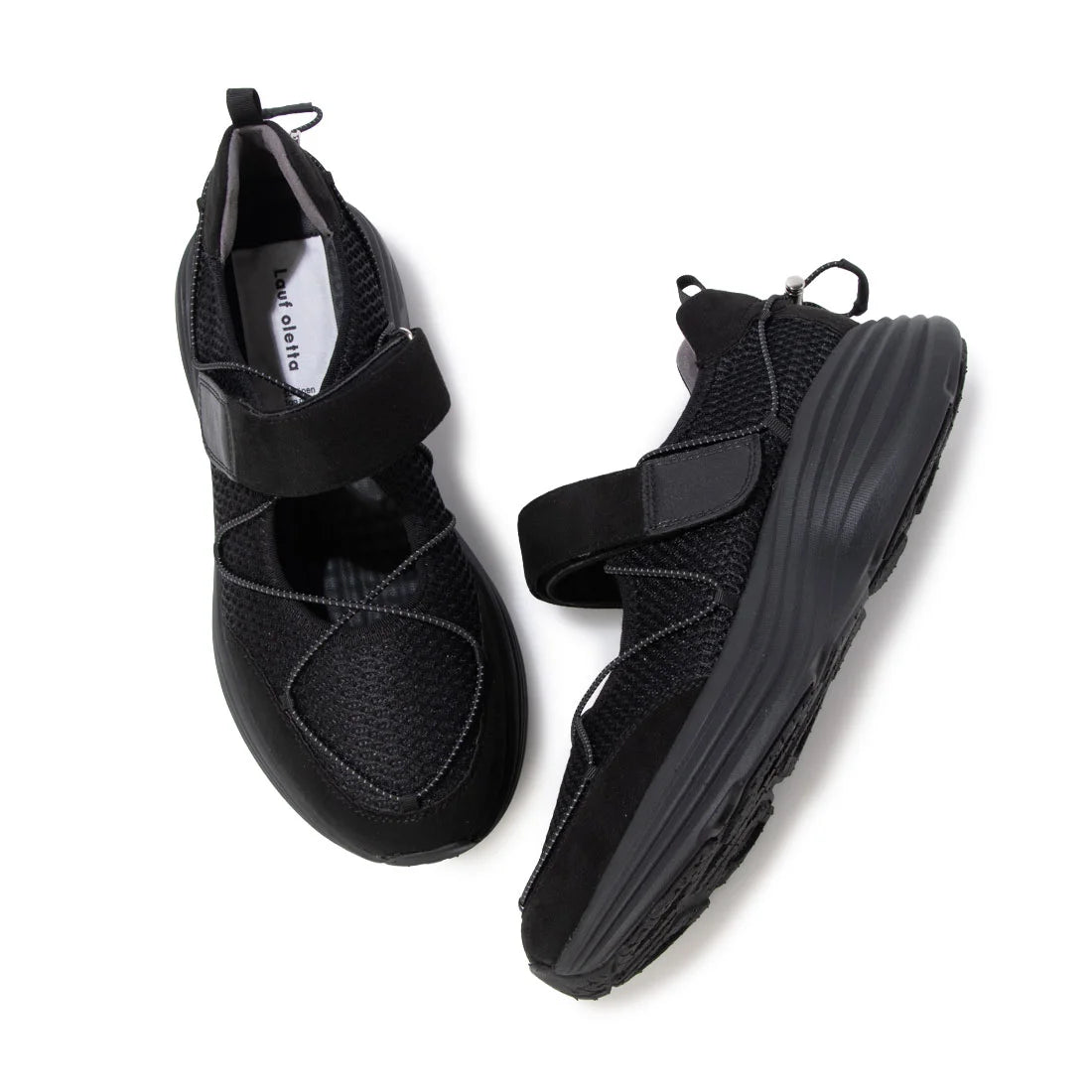 【新品預訂】日本 Lauf Oletta 輕盈 4cm厚底網面瑪莉珍運動鞋 (L150 Black-Z)(黑色)