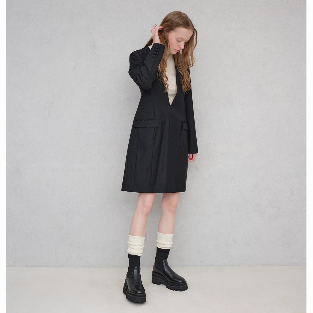 【新品預訂】Launa Lea 7.5cm踭針織襪厚底靴子（S159）(黑色／Black)