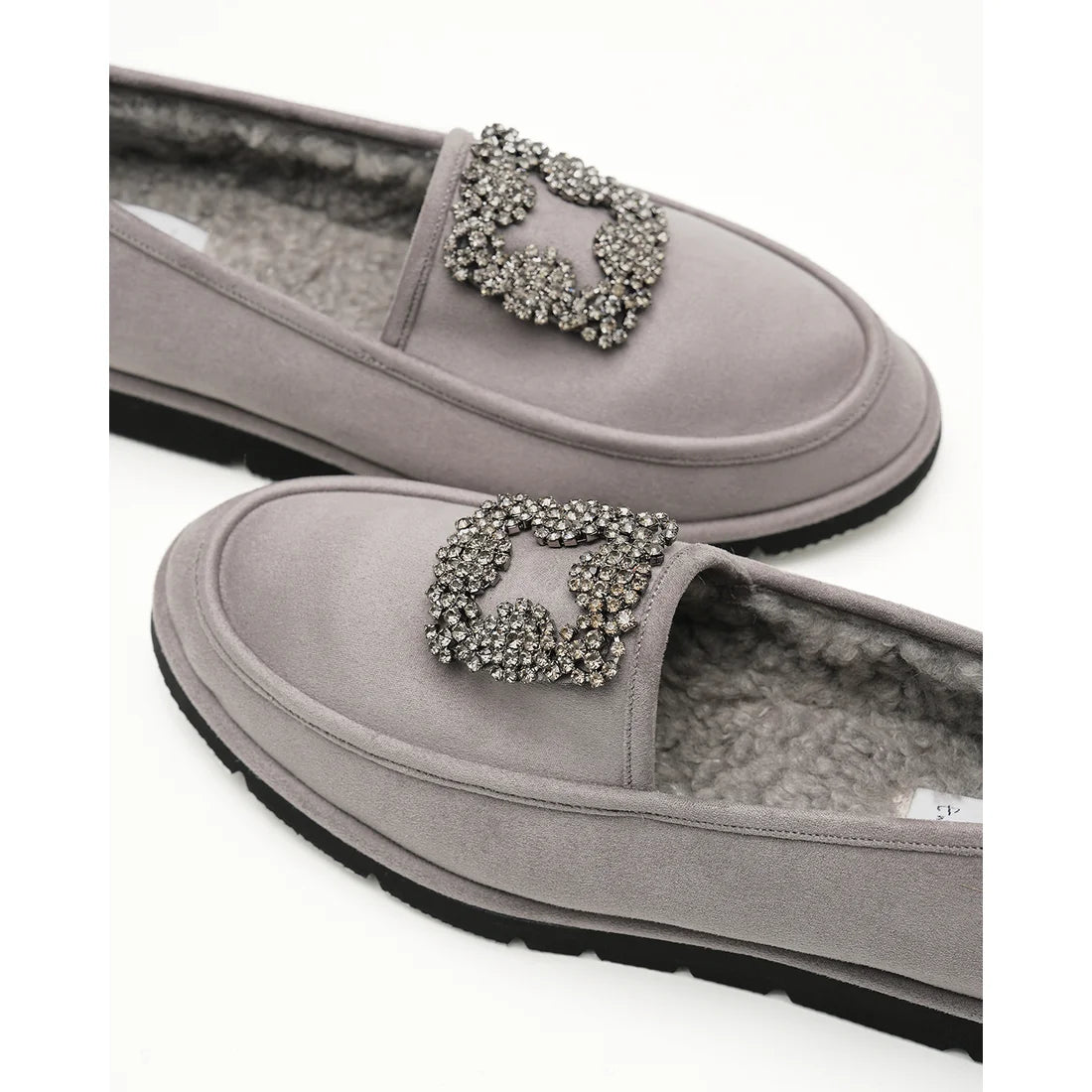 【新品預訂】日本製Emma Francis   [雨天應對] 防水 內側柔軟仿毛 寶石樂福鞋（灰色絨面革）(2002g-S 153)GRY