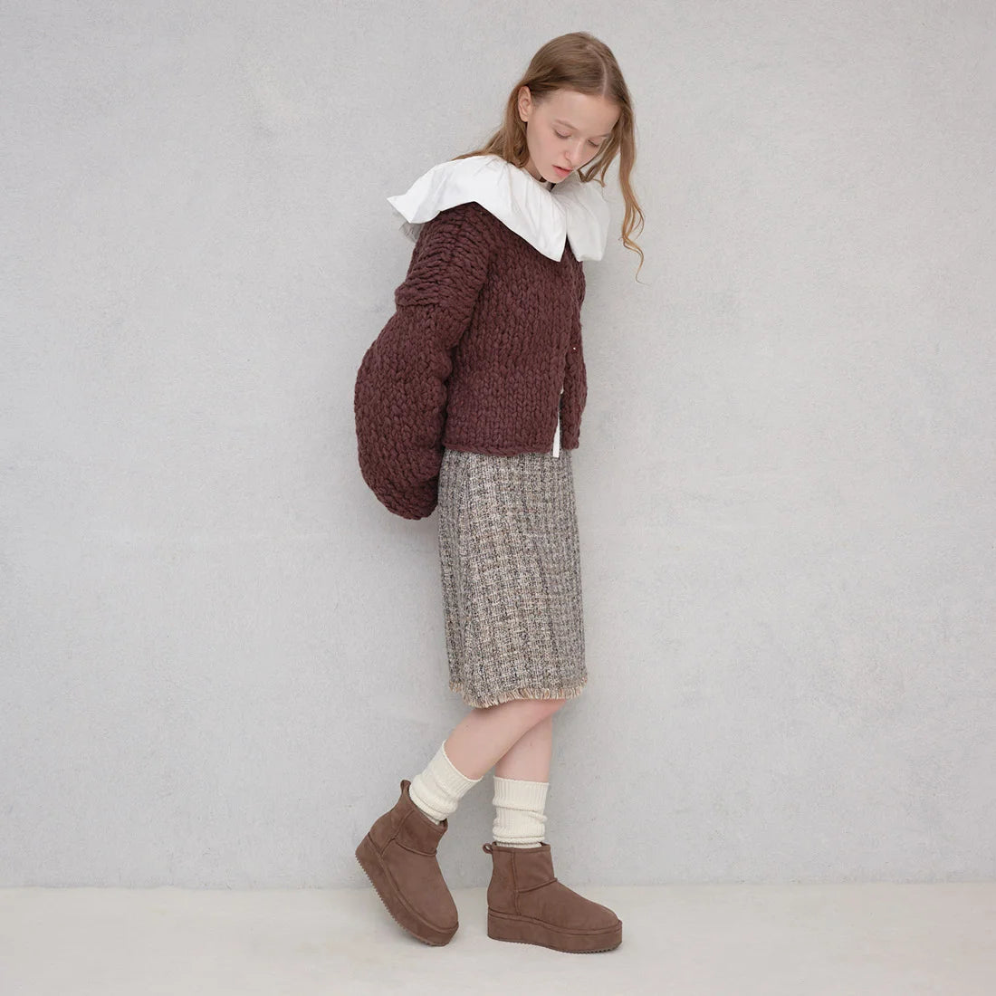 【新品現貨】Launa Lea 5cm厚底羊毛雪靴 (S160)(灰啡色 S／Greige S)