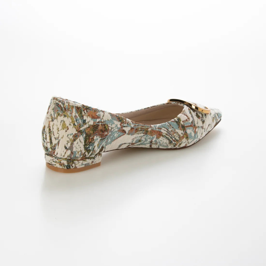 【新品預訂】日本製 Lauf Oletta 絨毛尖頭金扣平底鞋 (LH127 Ivory-Z/C) (象牙色)