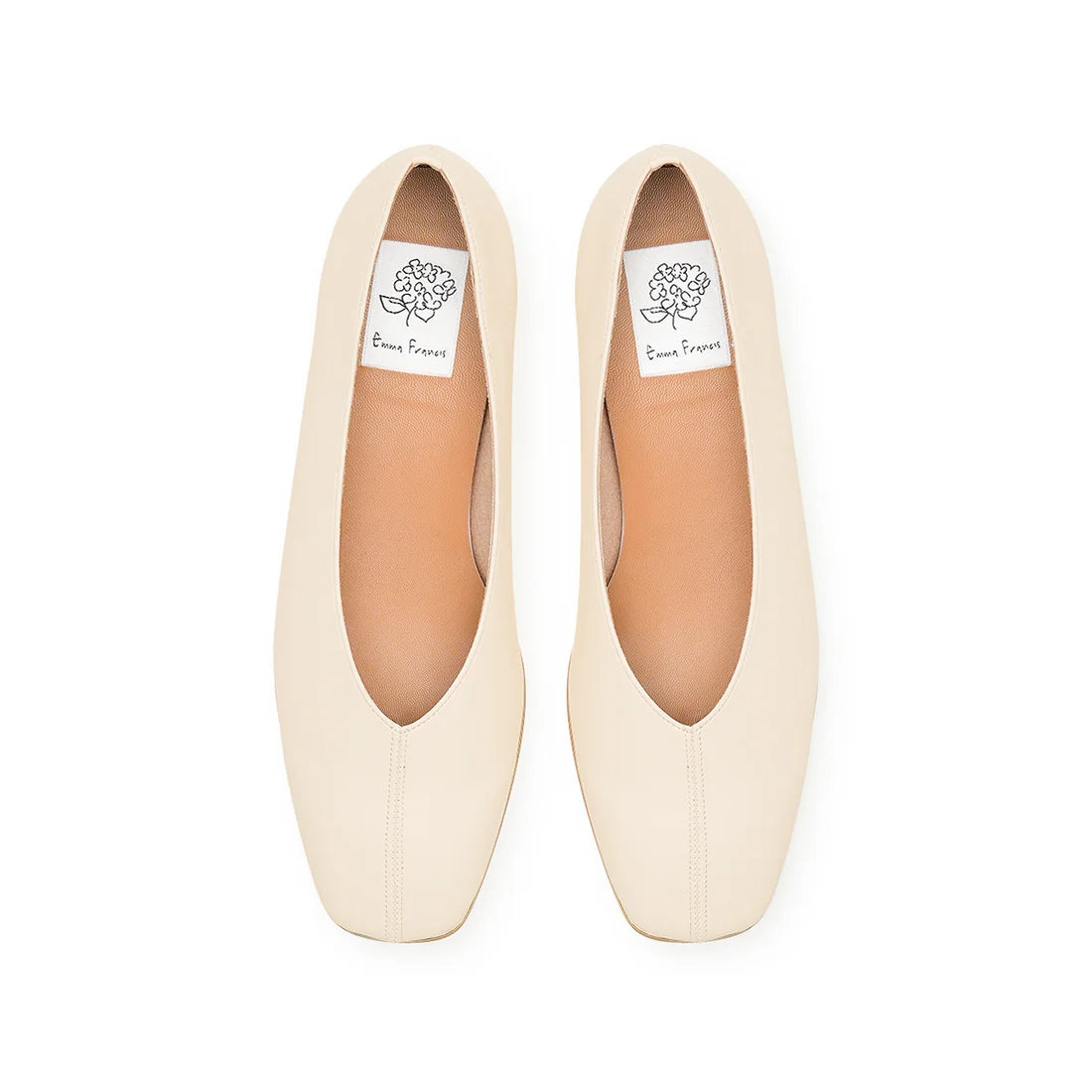 【新品預訂】日本製Emma Francis   V形中心接縫金線平底鞋（象牙色光滑）(03aa-P 177) IVO
