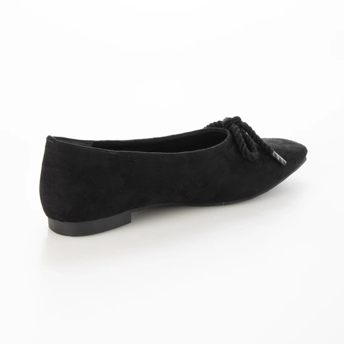 【新品預訂】日本製 Launa lea 繩蝴蝶結方頭絨毛芭蕾舞鞋（B7102A）(黑色 S / Black S )
