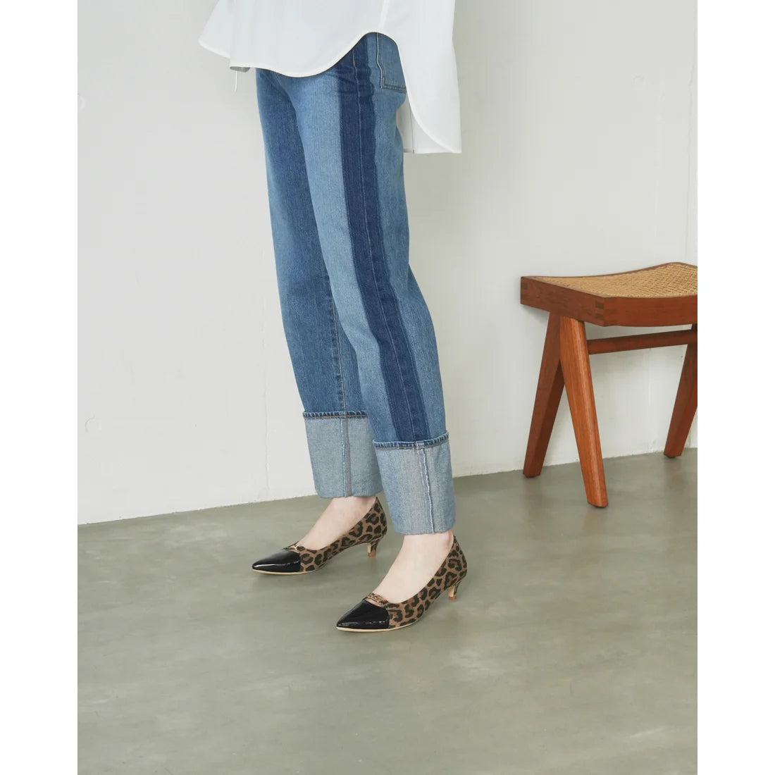 【新品預訂】日本製Emma Francis 4cm跟 前馬銜扣高跟鞋 (豹紋緞面) (4003a ST328)