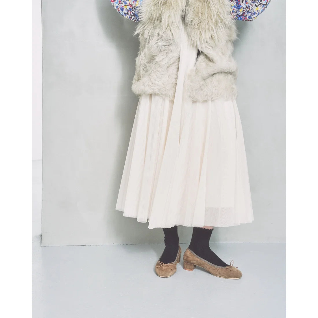 【新品預訂】日本製Emma Francis 真皮防潑水3cm踭絨面芭蕾舞鞋（炭灰色）(3001c-L S155) Charcoal Grey