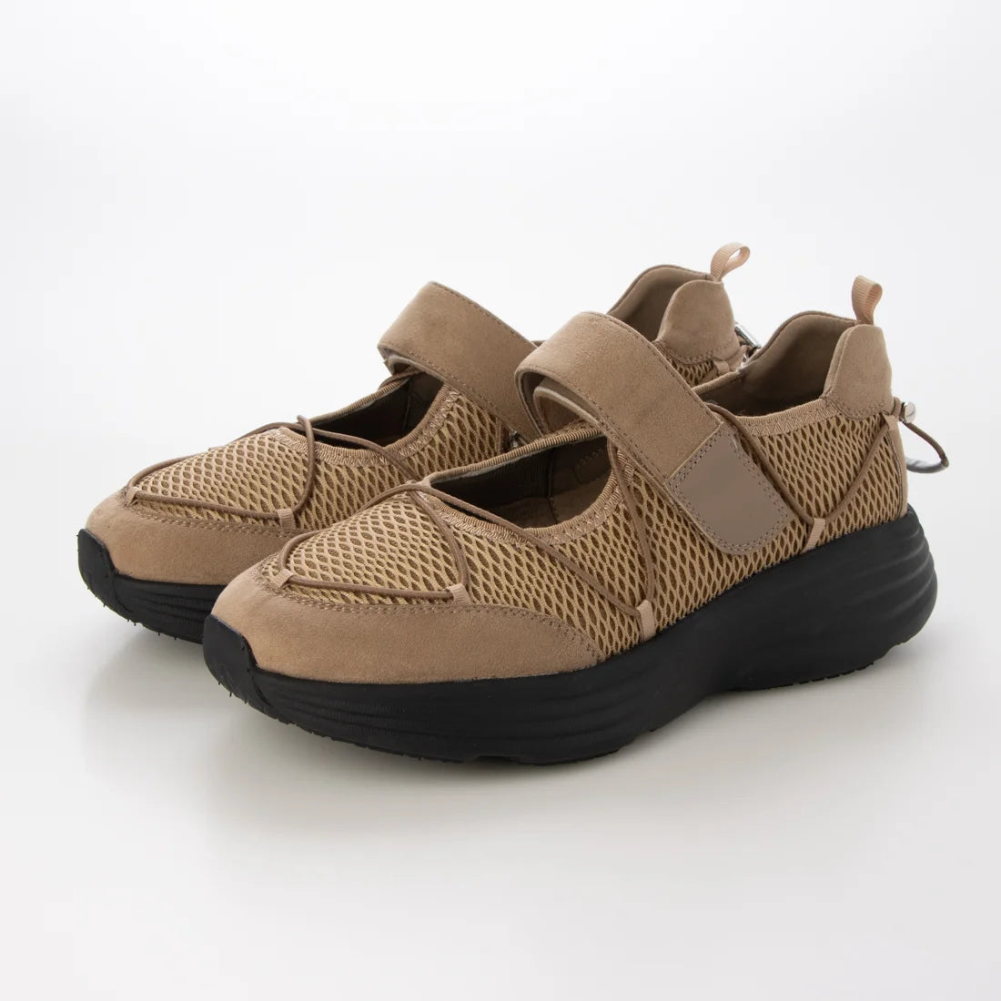 【新品預訂】日本 Lauf Oletta 輕盈 4cm厚底網面瑪莉珍運動鞋 (L150 Beige-Z)(杏色)