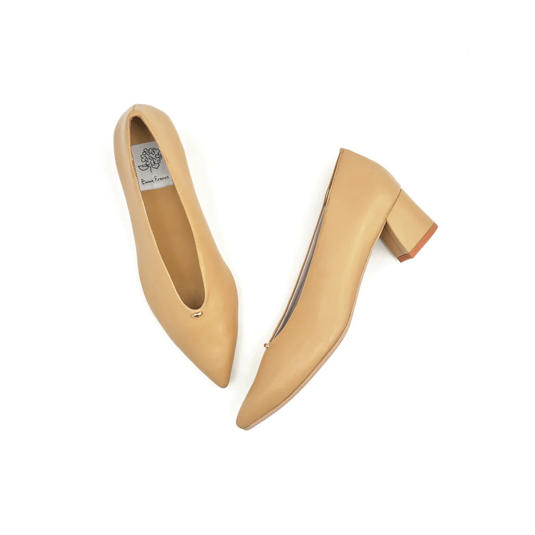 【新品預訂】日本製Emma Francis 4.5cm踭金色小配件柔軟高跟鞋 （杏色光滑）(4502a-P 108)