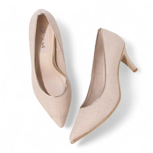 【新品預訂】日本製 Launa Lea Rich 7cm Gold Line高跟鞋 (80001F) (粉杏色 Z / Pink Beige Z)