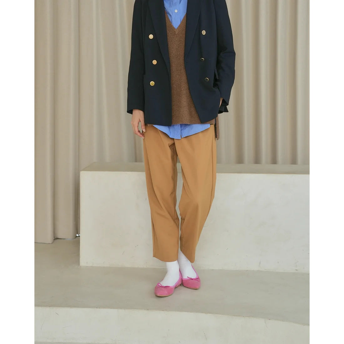 日本製【珍珠色調防水】Emma Francis 真皮 尖頭平底芭蕾舞鞋(01b-L S143)(Dark Pink leather suede) （ダークピンク レザースエード）