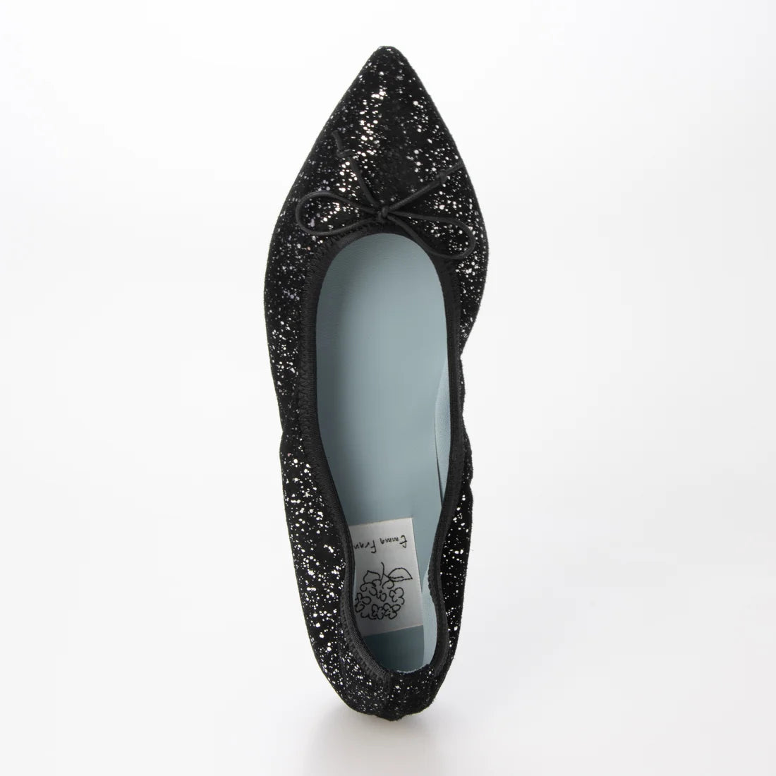 【新品預訂】日本製 Emma Francis 防潑水 真皮尖頭平底芭蕾舞鞋(黑銀色 皮革絨面革) (01b-L S406)