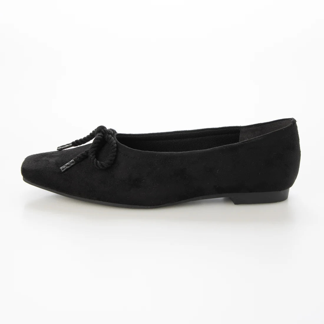 【新品預訂】日本製 Launa lea 繩蝴蝶結方頭絨毛芭蕾舞鞋（B7102A）(黑色 S / Black S )