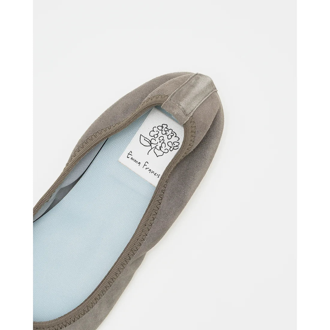 日本製【珍珠色調防水】Emma Francis 真皮 圓頭平底芭蕾舞鞋(02b-L S154)(Dark gray leather suede)（ダークグレー レザースエード）