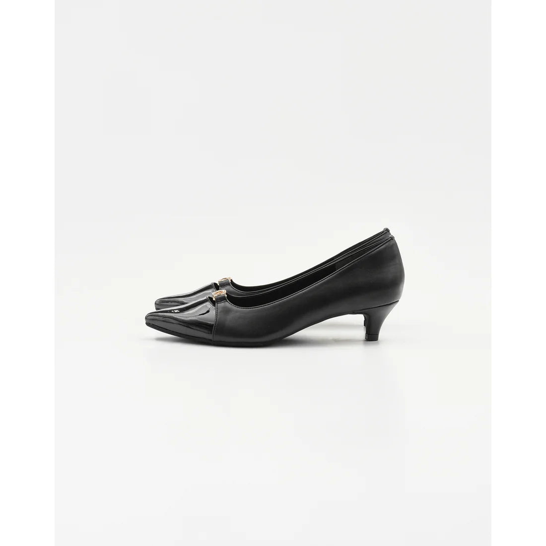 【新品預訂】日本製Emma Francis 4cm跟 前馬銜扣高跟鞋 (黑色光滑) (4003a P101)