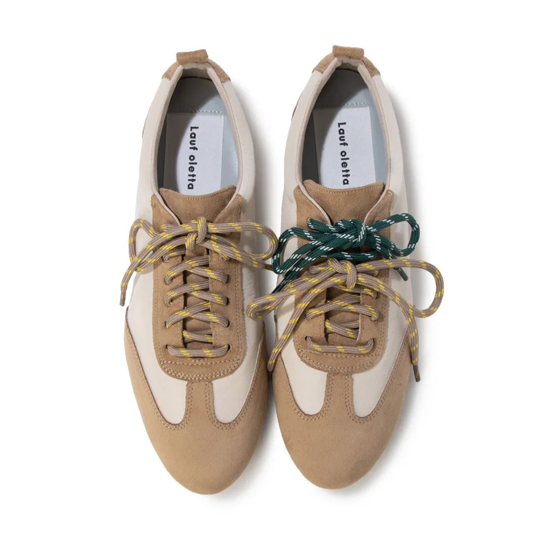 【新品預訂】日本製 Lauf Oletta 雙色混搭鞋帶輕盈運動鞋(LP147 BEIGE-S/C) (杏色)